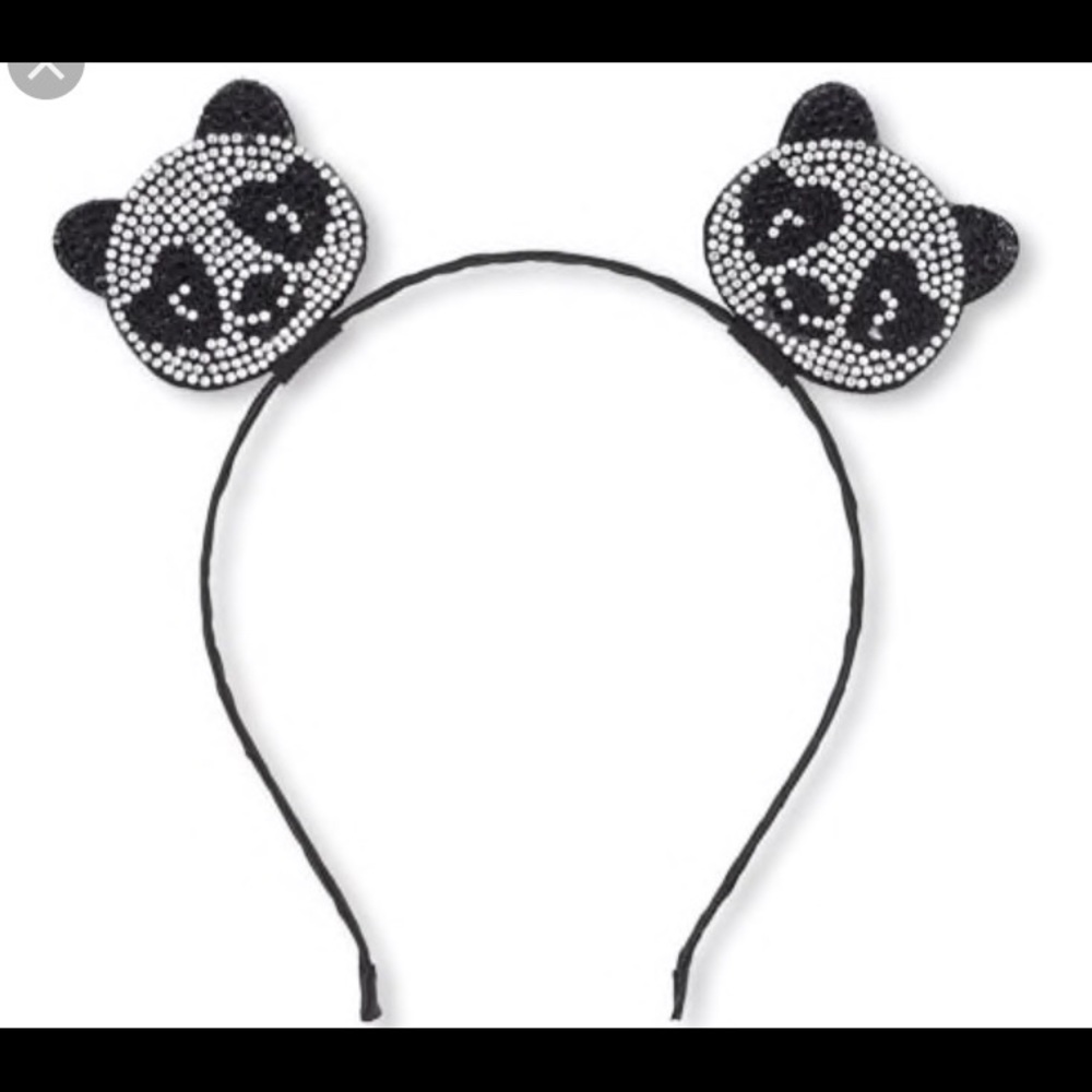 Girls Rhinestud Panda Ears Headband